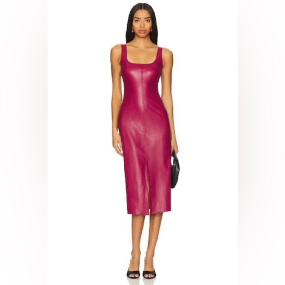 Commando Faux Leather Midi Tank Dress in Raspberry